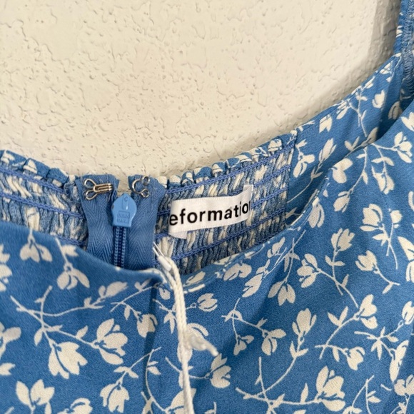 Reformation Mica ES Floral Marie Square Neck Maxi Dress Blue Size 16 NEW - Picture 8 of 10